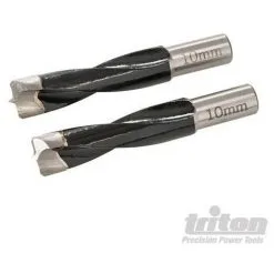 Mèche à Tourillonner 10 Mm Pour Chevilleuse Tourillonneuse Triton TDJ600 (2 Pièces)