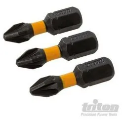 TRITON Lot De 3 Embouts De Vissage Chocs Pozidriv, PZ2 - 25 Mm, PZ2 - 25 Mm